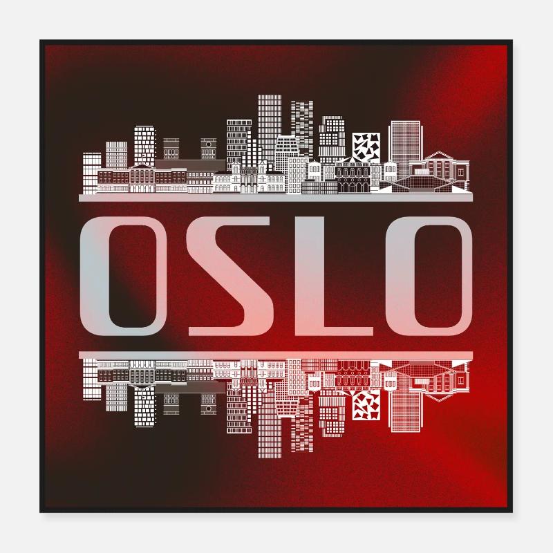 Image miroir de la ligne d’horizon d’Oslo – Norway Architecture Poster 40 x 40 cm