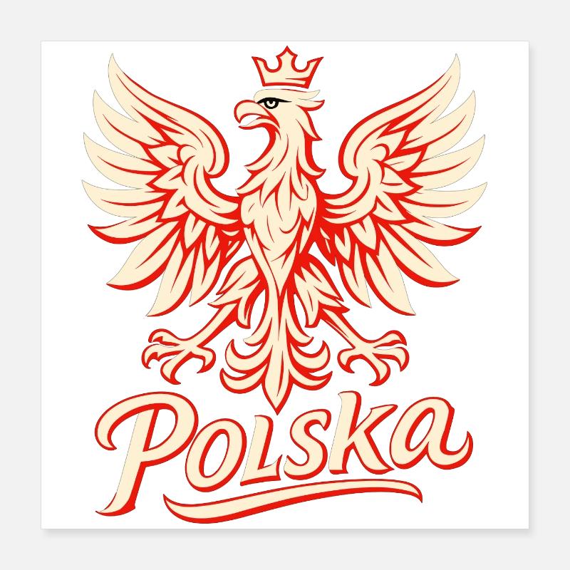 Pologne Polska Aigle Drapeau Drapeau Graphique Cadeau Poster 40 x 40 cm