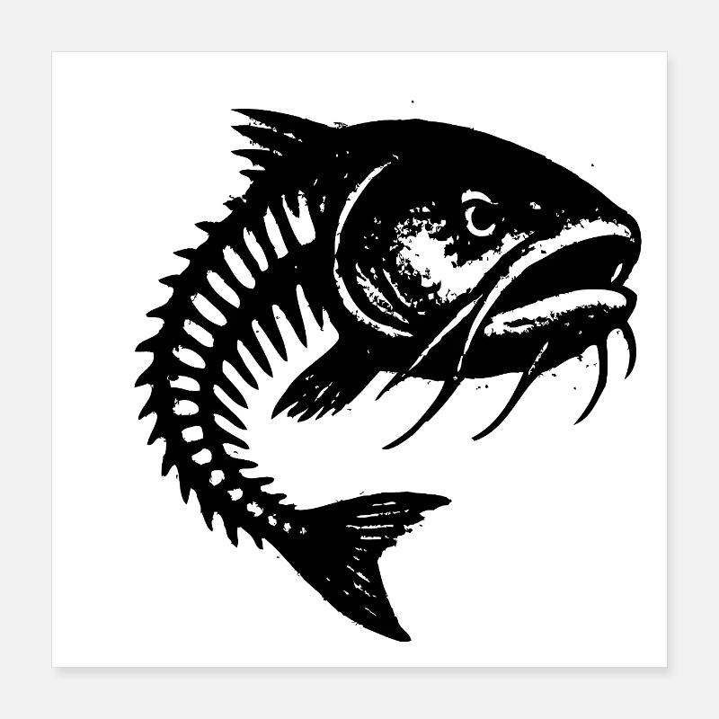 Arêtes de poisson de mauvaise humeur Poster 40 x 40 cm