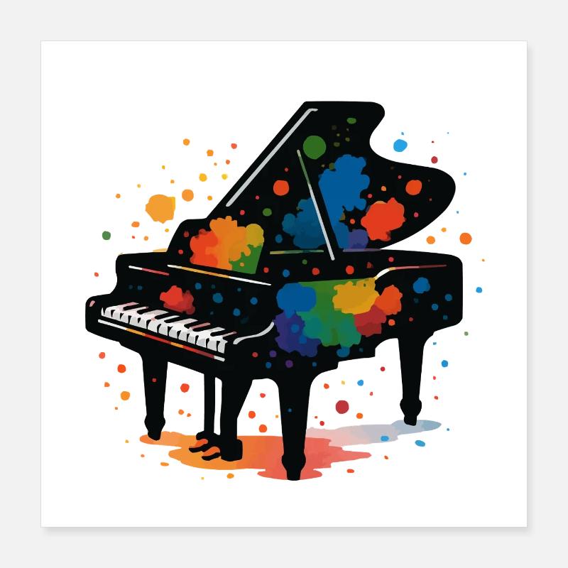 Éclaboussures de couleur de piano Poster 40 x 40 cm