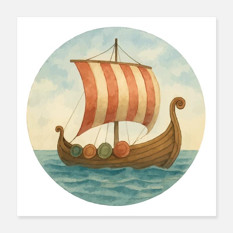 Viking Ship Poster 16" x 16" (40x40 cm)