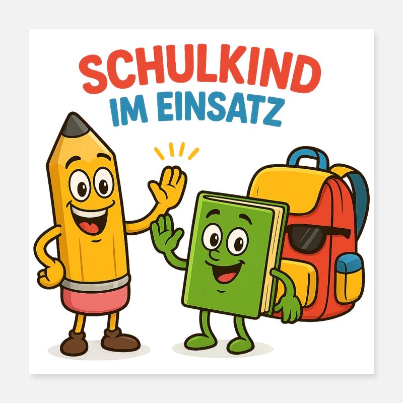Achtung Schulbeginn - Schulkind im Einsatz ! Poster 40x40 cm