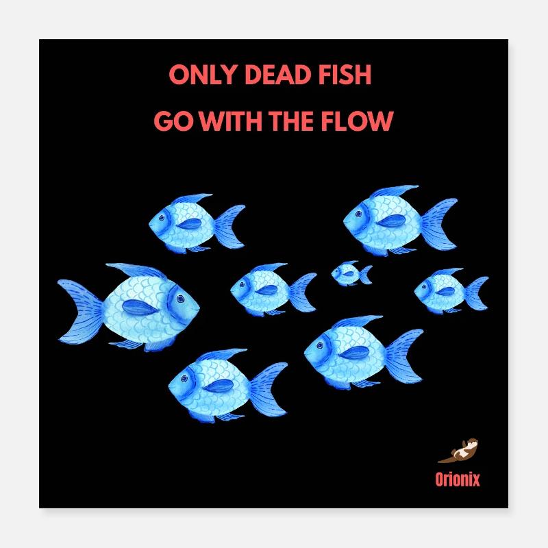 Only dead fish Poster 16" x 16" (40x40 cm)