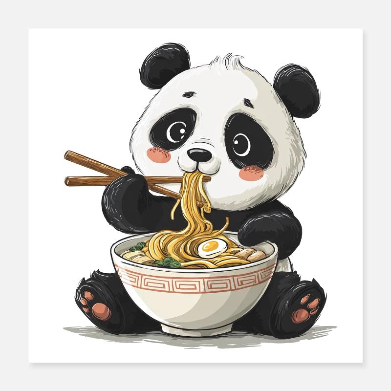 Ramen panda mignon Poster 40 x 40 cm