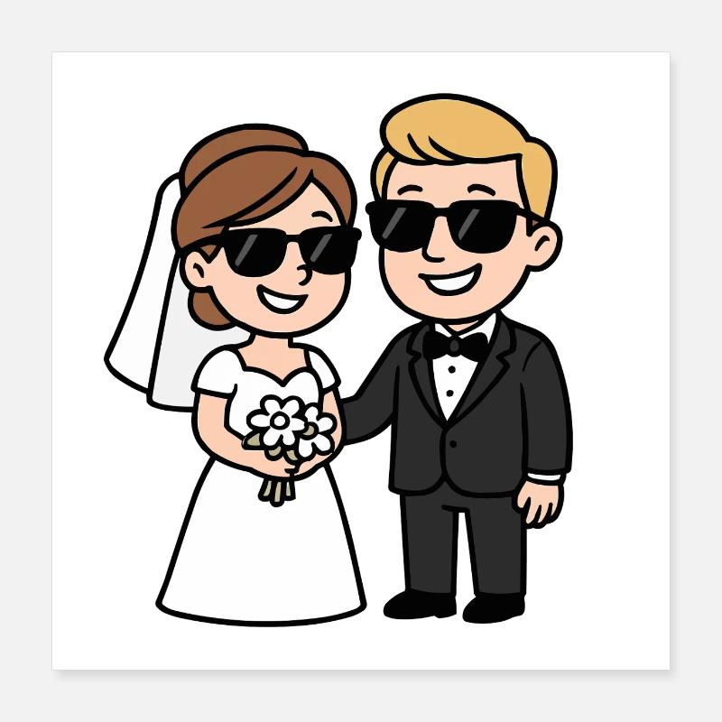 Brud & Hustru Par Comic Poster 40x40 cm