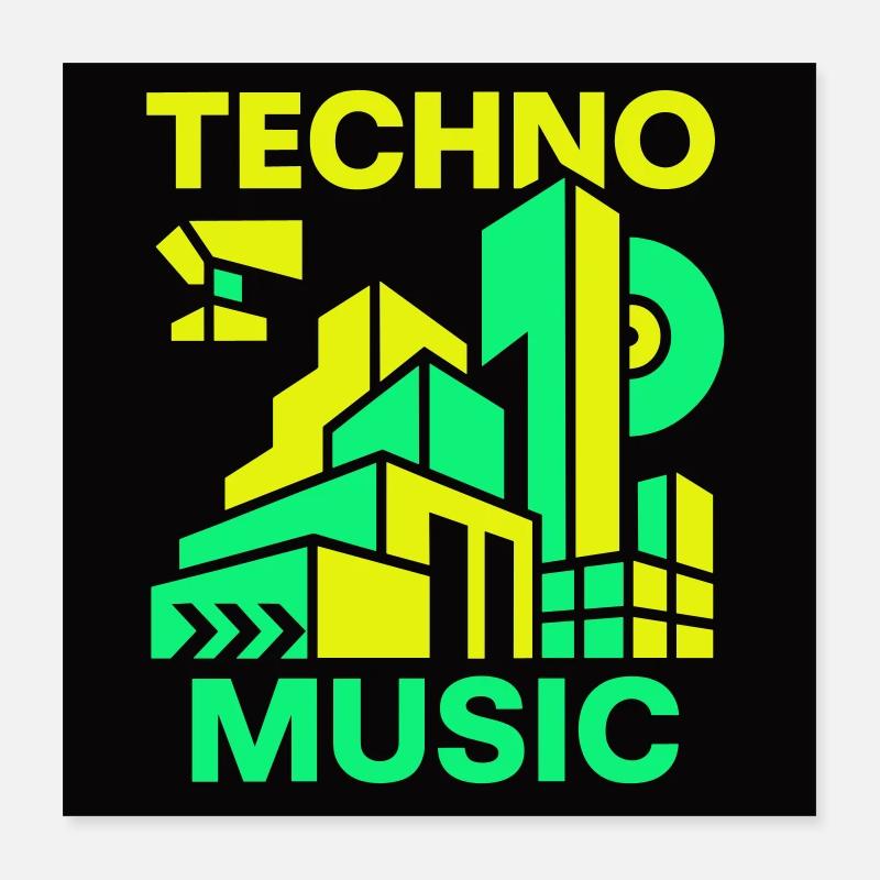 Musique techno Poster 40 x 40 cm