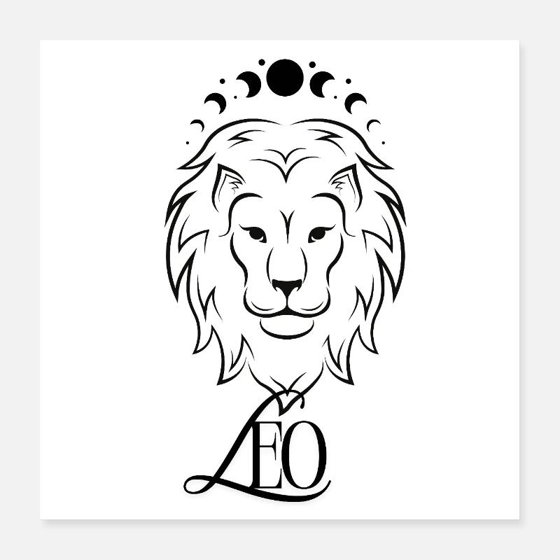 Leo - Sternzeichen - Poster 40x40 cm - Weiß