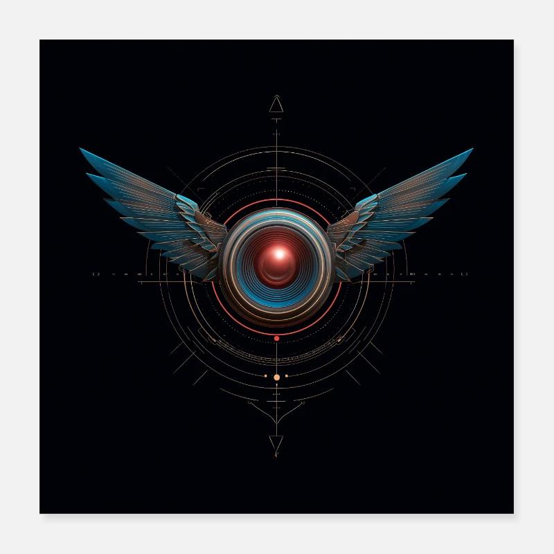 Futuristisches Winged Emblem – Techno Vision Poster 40x40 cm