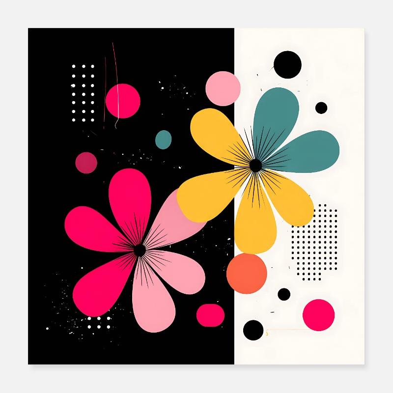 Fleurs abstraites en contraste moderne Poster 40 x 40 cm