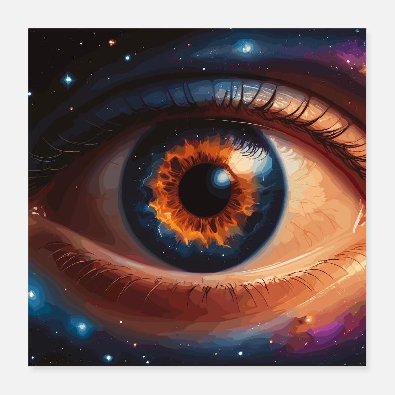 Oeil cosmique avec ciel étoilé Poster 40 x 40 cm