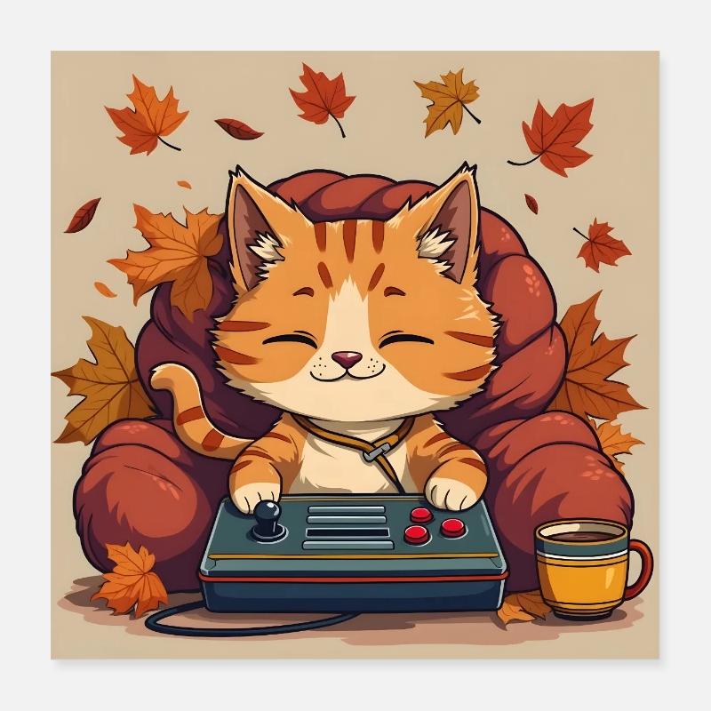 Gaming Cat Poster 40x40 cm