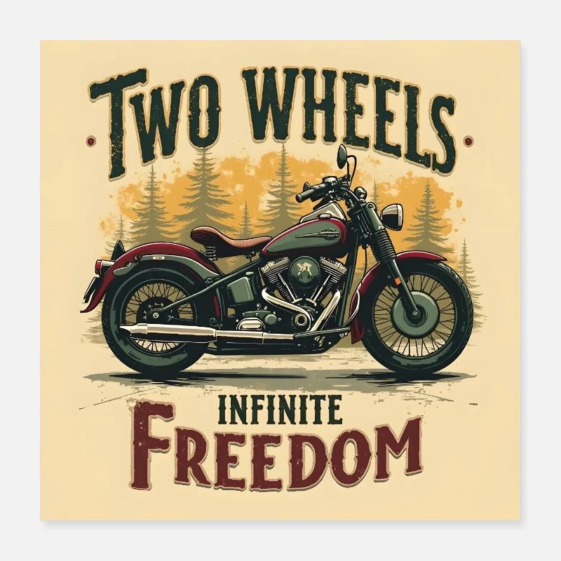Two Wheels, Infinite Freedom Poster 40x40 cm