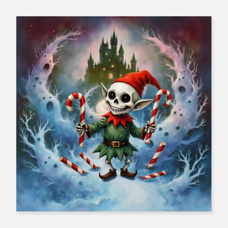 Christmas skeleton elf Poster 16" x 16" (40x40 cm)