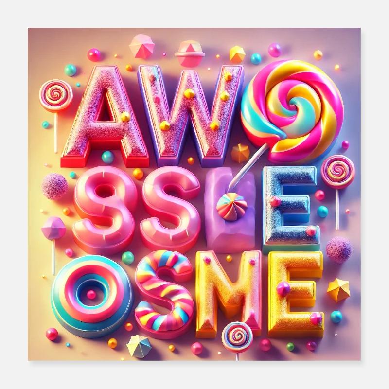 Candy Schriftzug Awesome Poster 40x40 cm