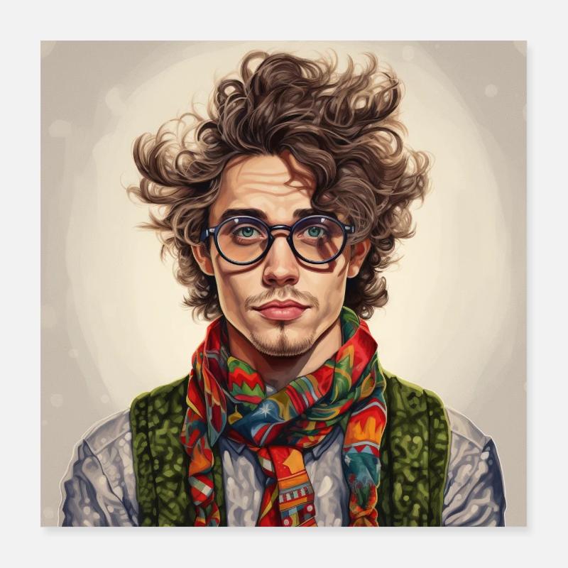 Colorful scarf portrait Poster 16" x 16" (40x40 cm)