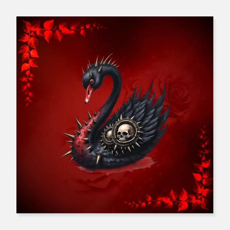 Cygne noir avec des épines Poster 40 x 40 cm
