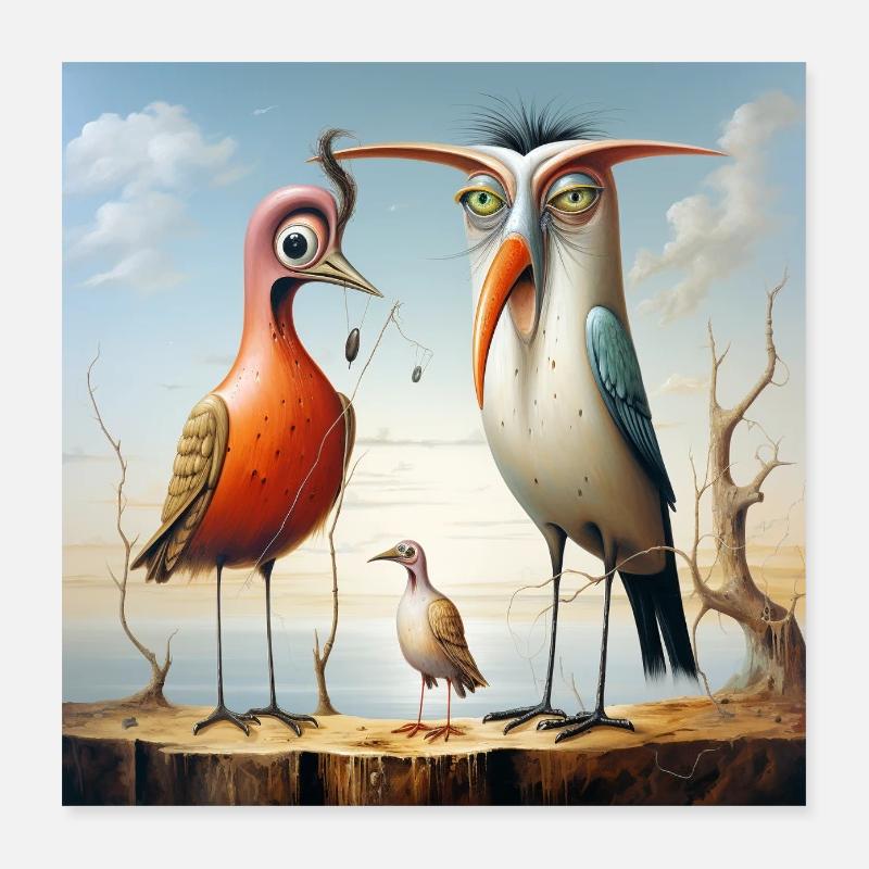 Duo volant sur la plage côtière Poster 40 x 40 cm