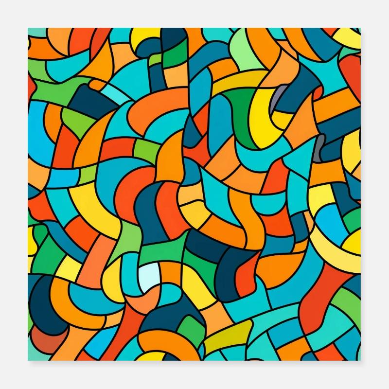 Nœud de couleur Tangle Poster 40 x 40 cm