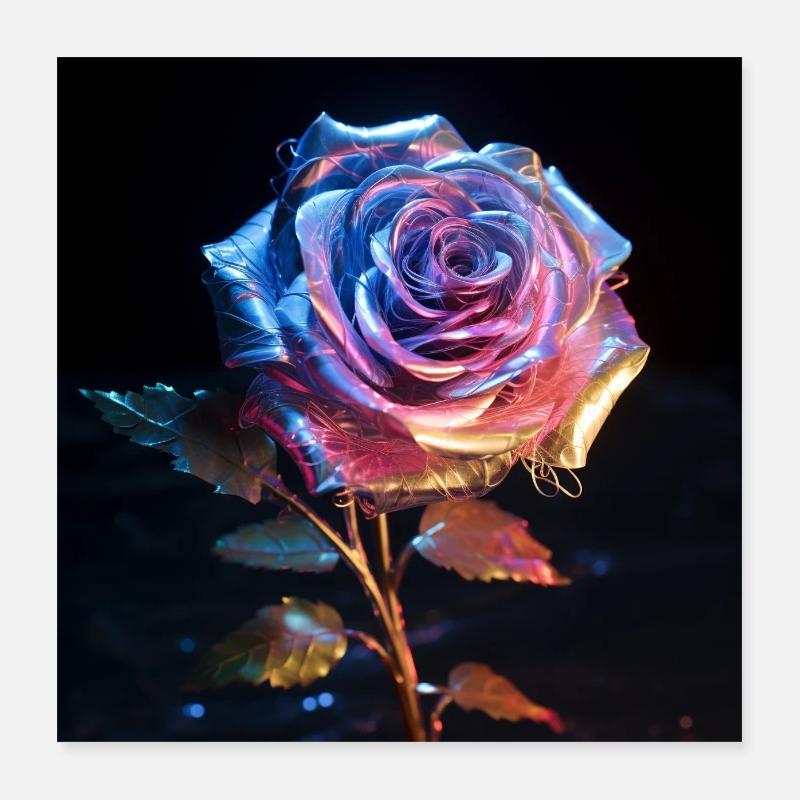 Rose Néon Irisé Poster 40 x 40 cm