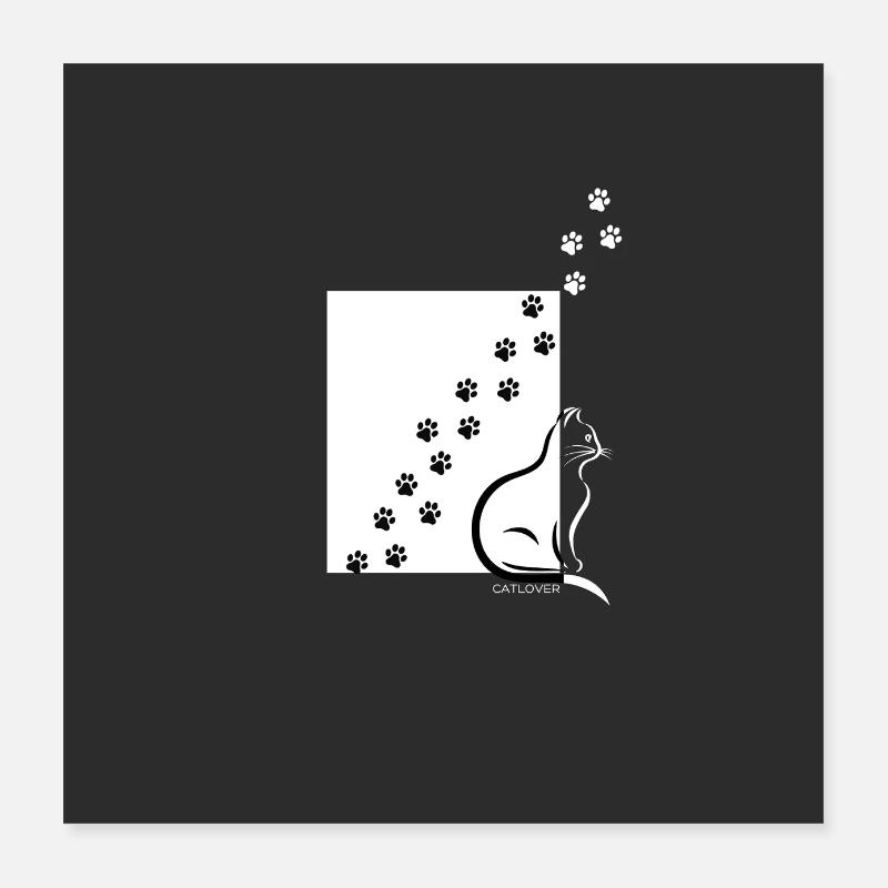 Pfotenpfad Katze Silhouette Poster 40x40 cm