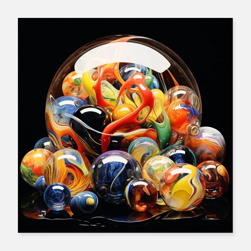 Colored Glass Ball Explosion Poster 16" x 16" (40x40 cm)