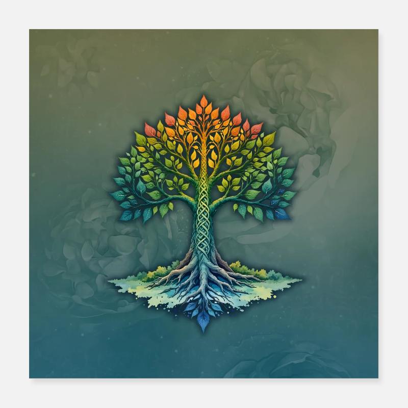 Braided Rainbow Tree Poster 16" x 16" (40x40 cm)