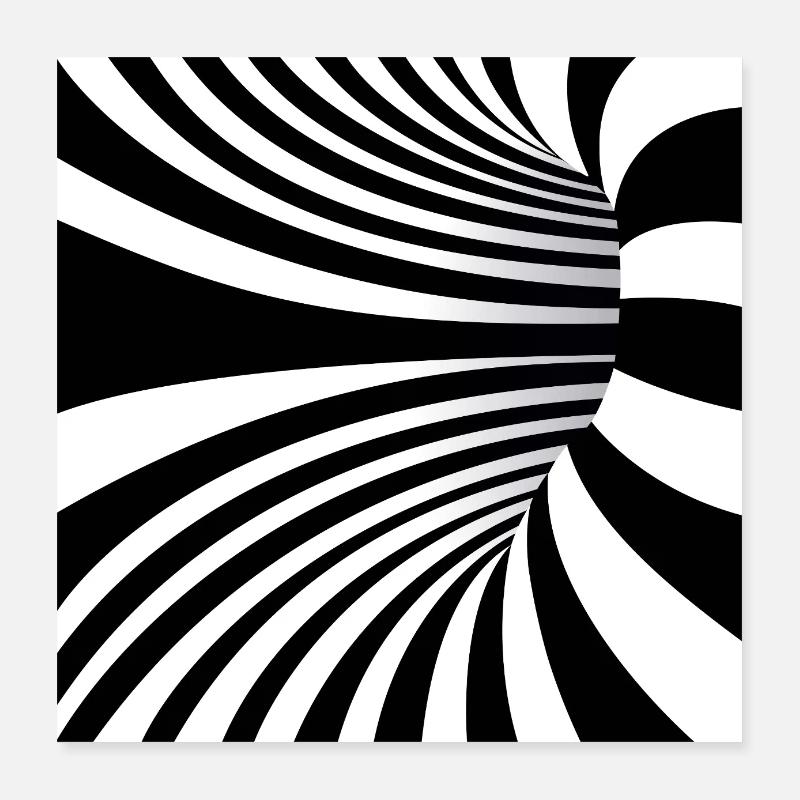 Ondes Noir et Blanc Hypnotiques Poster 40 x 40 cm