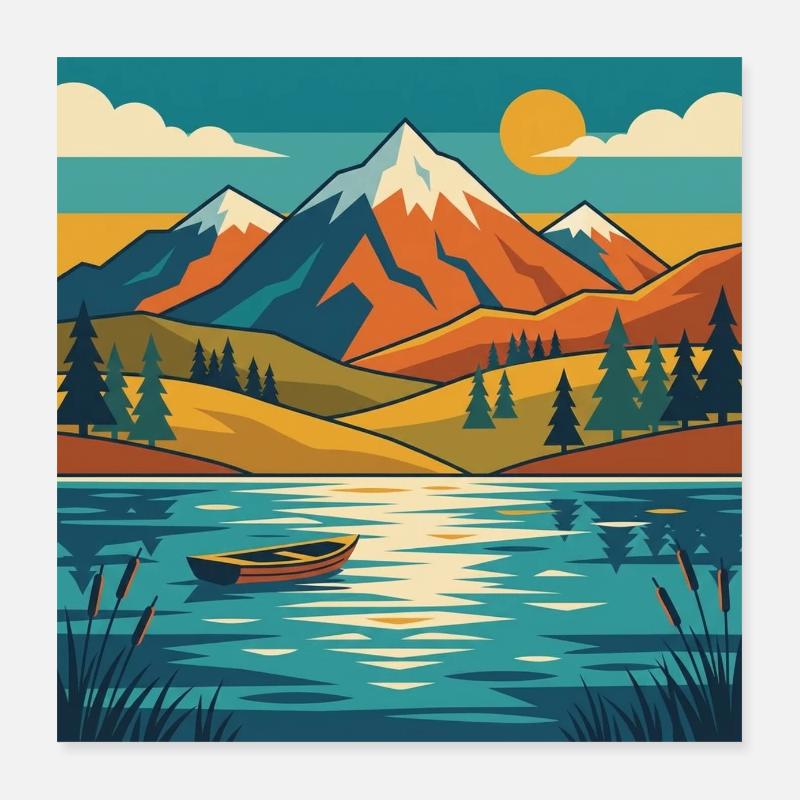 Bergsee-Dämmerung Poster 16" x 16" (40x40 cm)