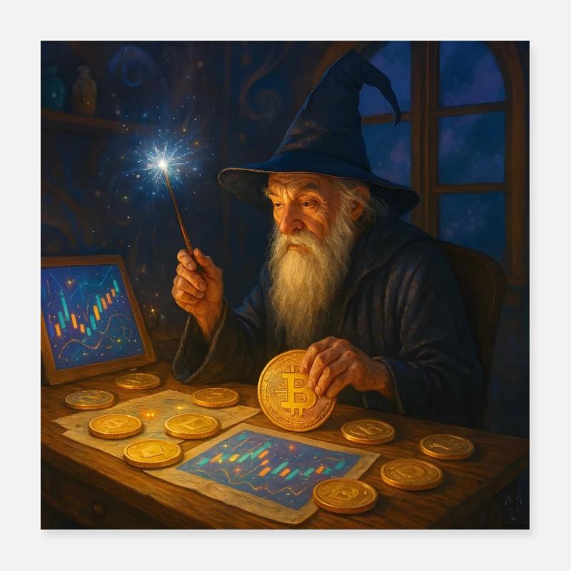 Krypto-Zauberer der Marktcharts Wandalu Vuhs Poster 40x40 cm