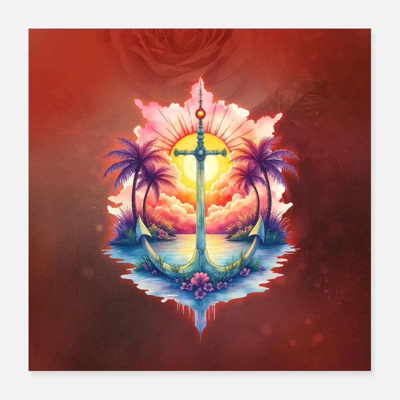 Solaranker im tropischen Paradies Poster 40x40 cm