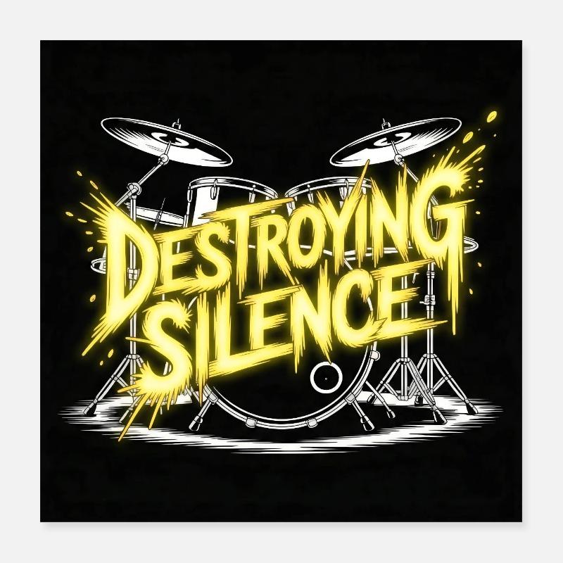 Drummer Drumset Design Poster 16" x 16" (40x40 cm)