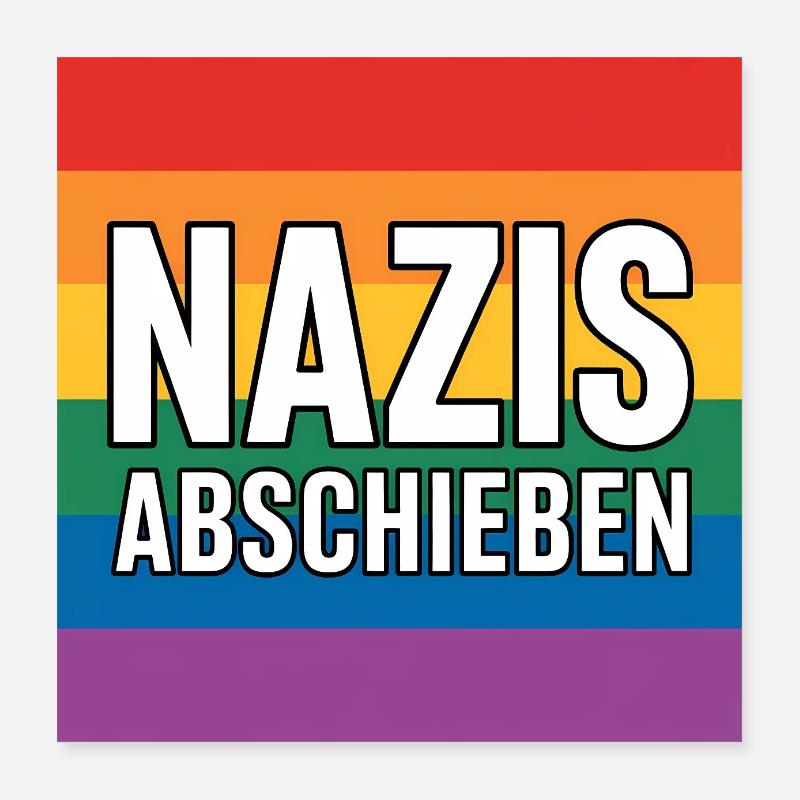 Nazis Abschieben - Antifa Tee Poster 40x40 cm