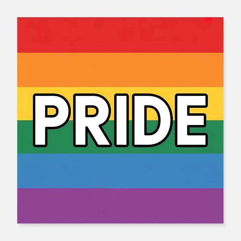 Pride – Queer Rainbow Flag Tee Poster 40x40 cm