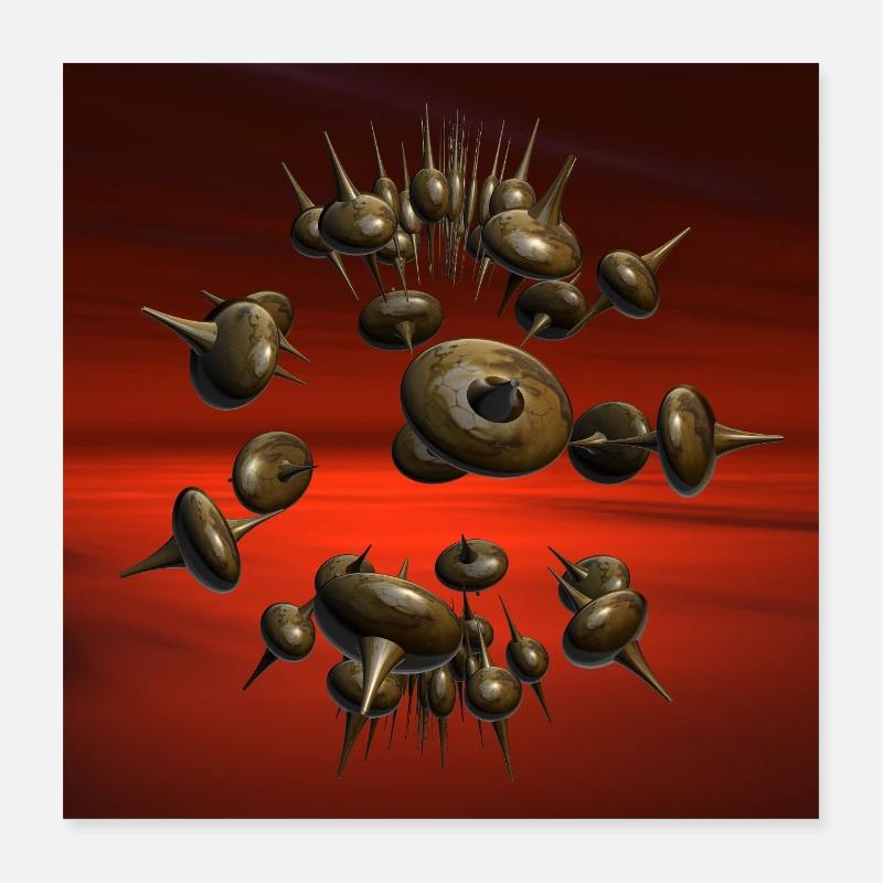 Stachelringe im Orbit Poster 40x40 cm