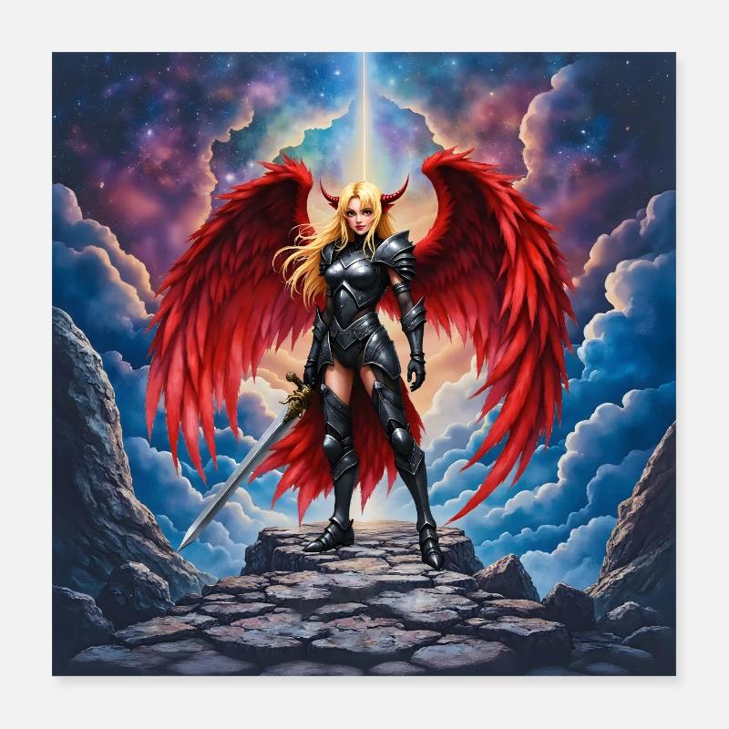 Winged Warrior in Red Armor Poster 16" x 16" (40x40 cm)