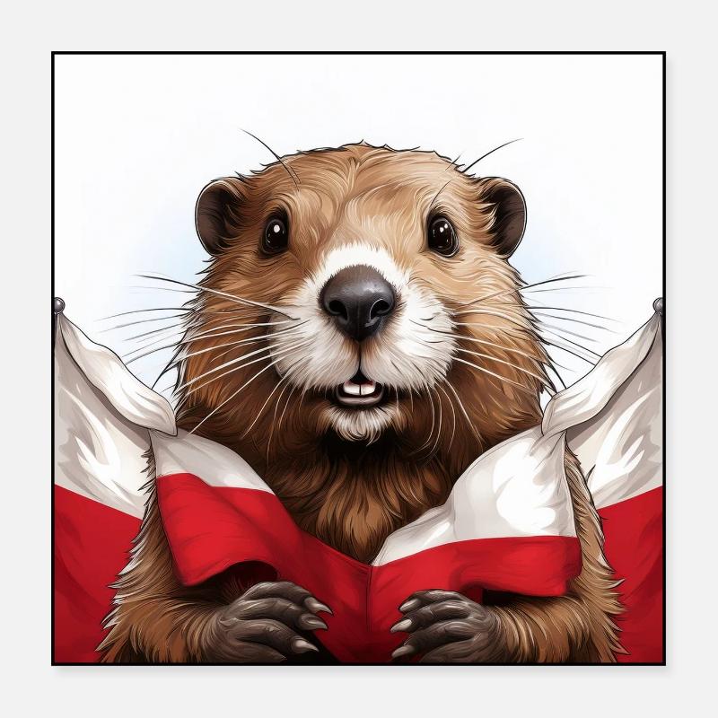 Drapeau de la Pologne du Beaver Poster 40 x 40 cm