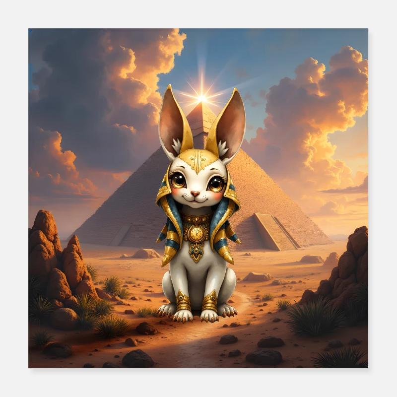 Lapin égyptien dans la pyramide Poster 40 x 40 cm