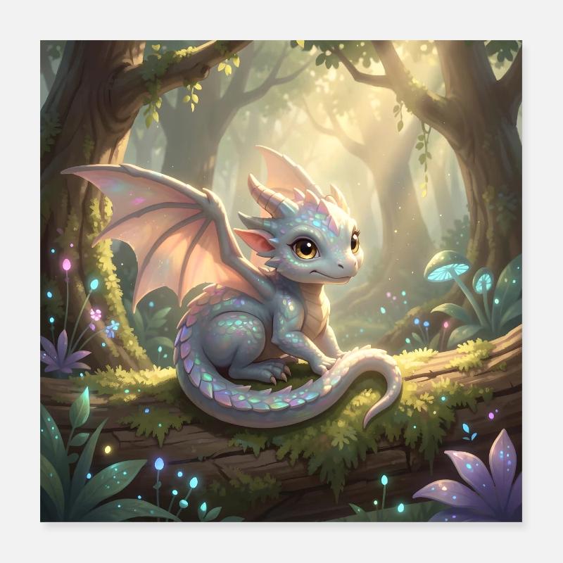 Petit Dragon mignon / Bébé Dragon Poster 40 x 40 cm