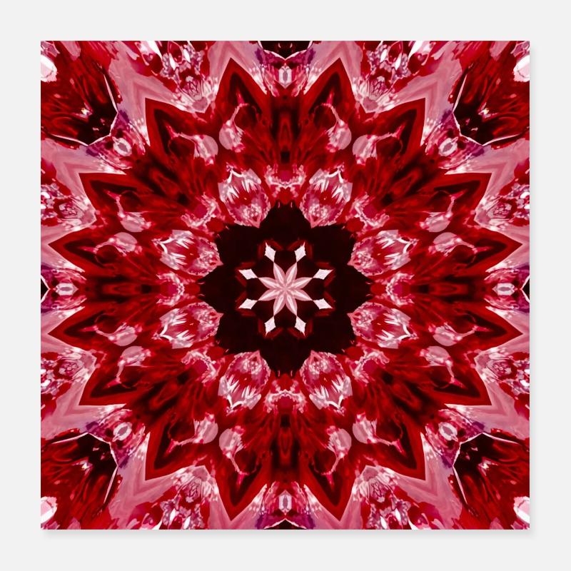 Red Mandala Kaleidoscope Poster 16" x 16" (40x40 cm)