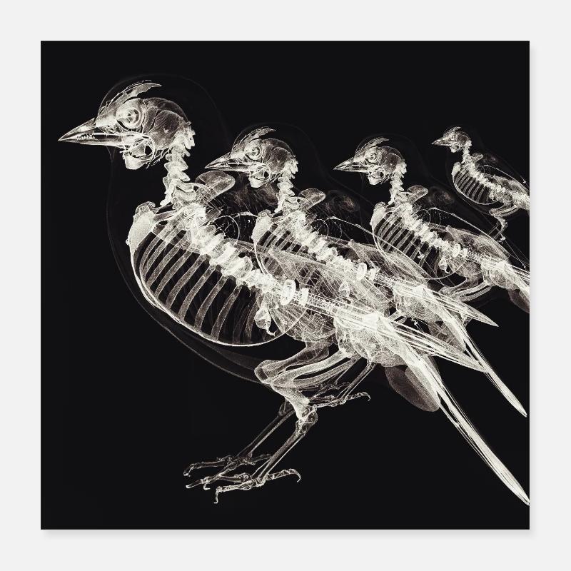 Xray Birds Skeletons Poster 16" x 16" (40x40 cm)