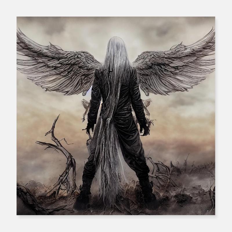 Gardien Ailé dans la Brume Poster 40 x 40 cm