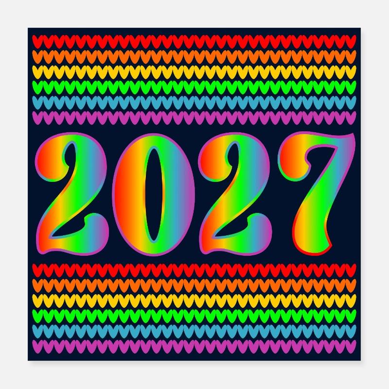 Année arc-en-ciel 2027 Poster 40 x 40 cm