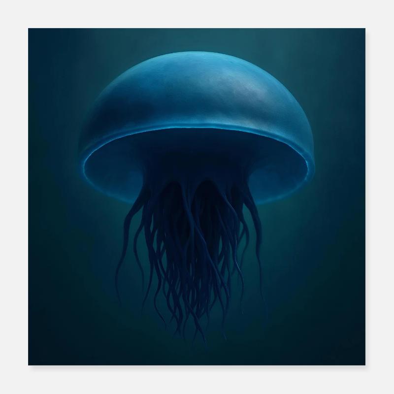 Midnight blue jellyfish Poster 16" x 16" (40x40 cm)