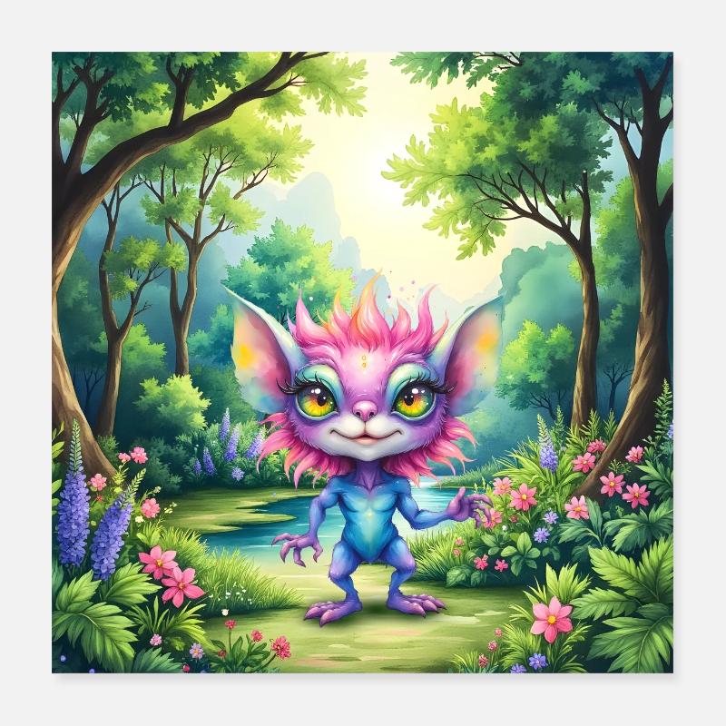 Créature lumineuse de la forêt Poster 40 x 40 cm