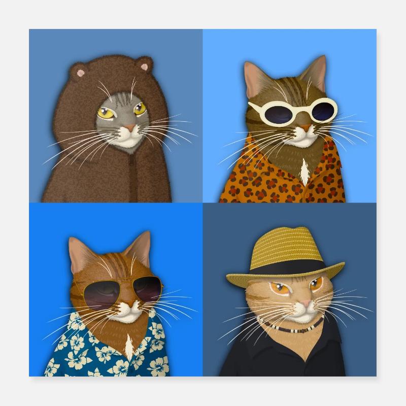 Variété de chat tigré Poster 40 x 40 cm