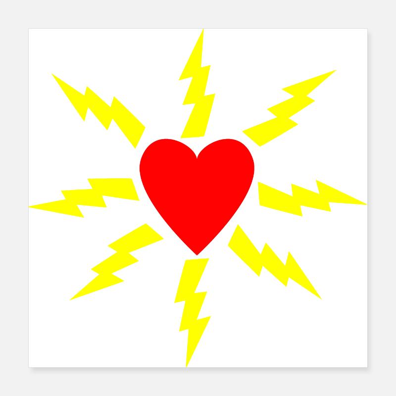 Coeur avec éclairs Poster 40 x 40 cm