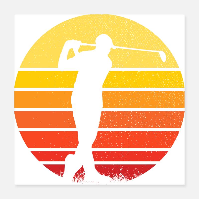 golf et golfeur devant un coucher de soleil sport Poster 40 x 40 cm