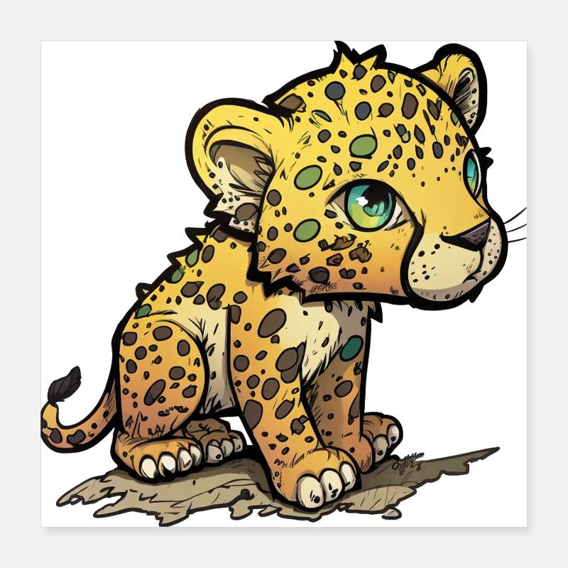 Style de bande dessinée léopard Poster 40 x 40 cm