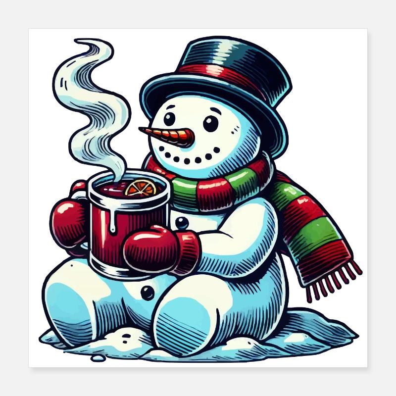 schneemann comic Poster 40x40 cm