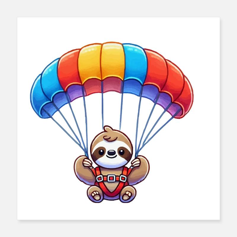 faultier fallschirm Poster 40x40 cm